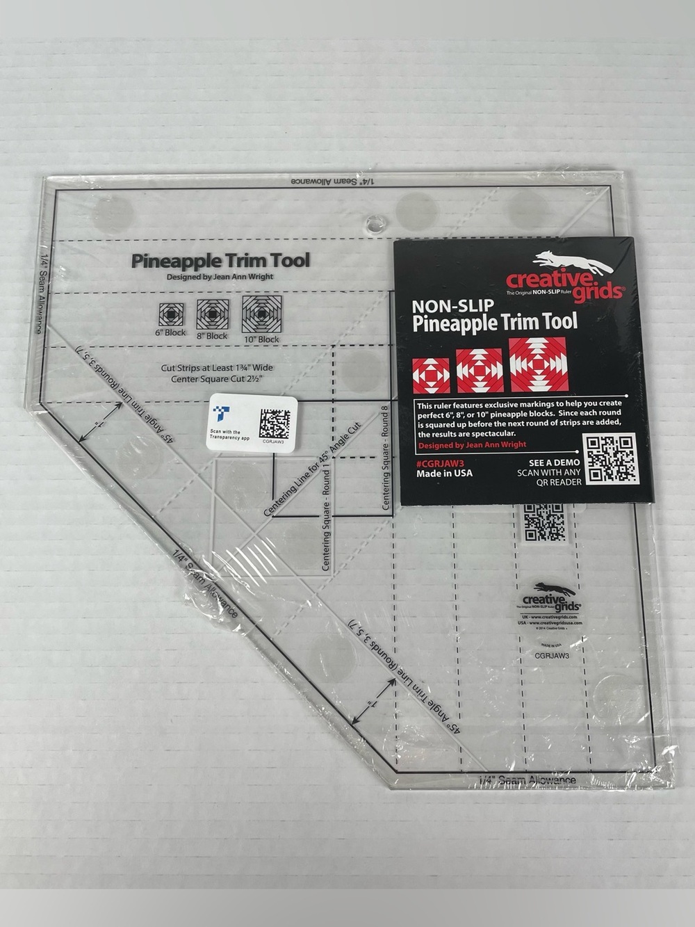 Creative Grids Pineapple Trim Tool for 6, 8 or 10in Finished Blocks #CGRJAW3